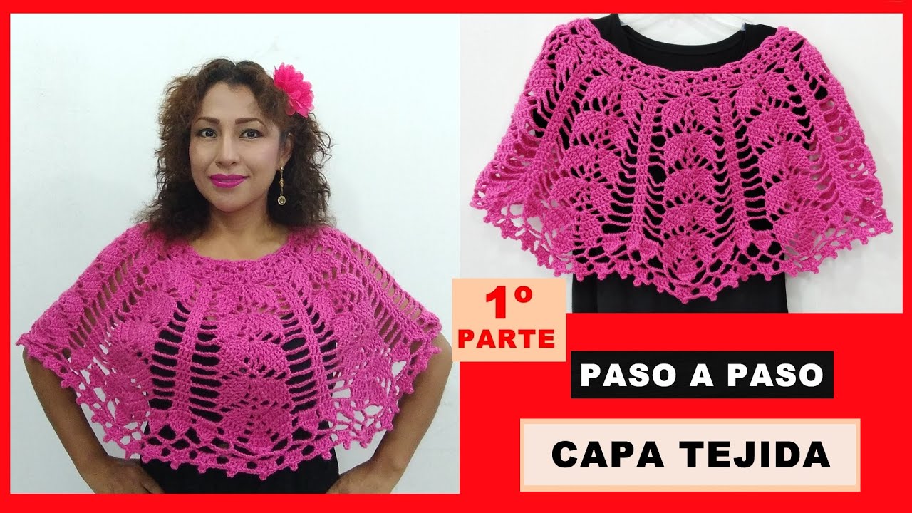 COMO TEJER  CAPA EN PUNTO HOJITAS A CROCHET (1ºPARTE  CAPA EN CROCHET FACIL DE TEJER