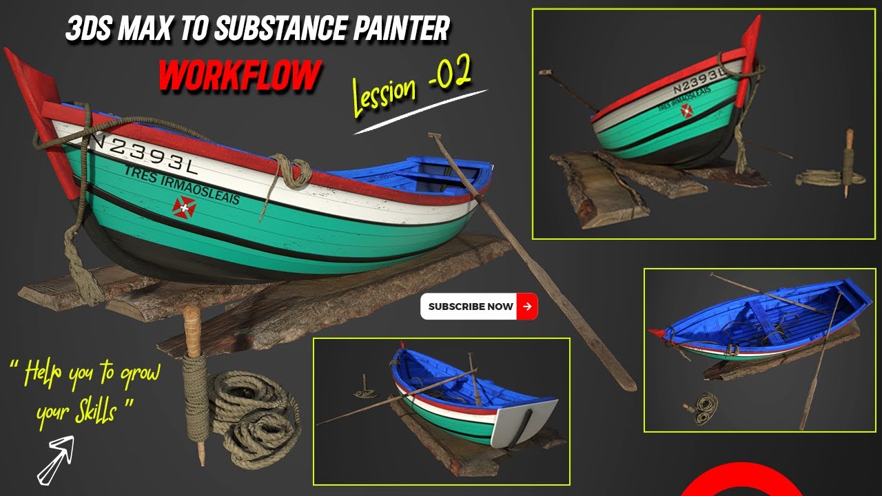 3ds max to substance painter texturing workflow Part-02 |  Substance painter stylized texturing