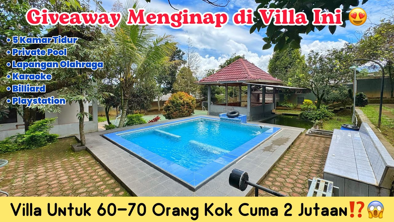 (GIVEAWAY MENGINAP) Villa untuk 60-70 Orang Kok Cuma 2 Jutaan⁉️😱 VILLA HAPPY FAMILY Puncak