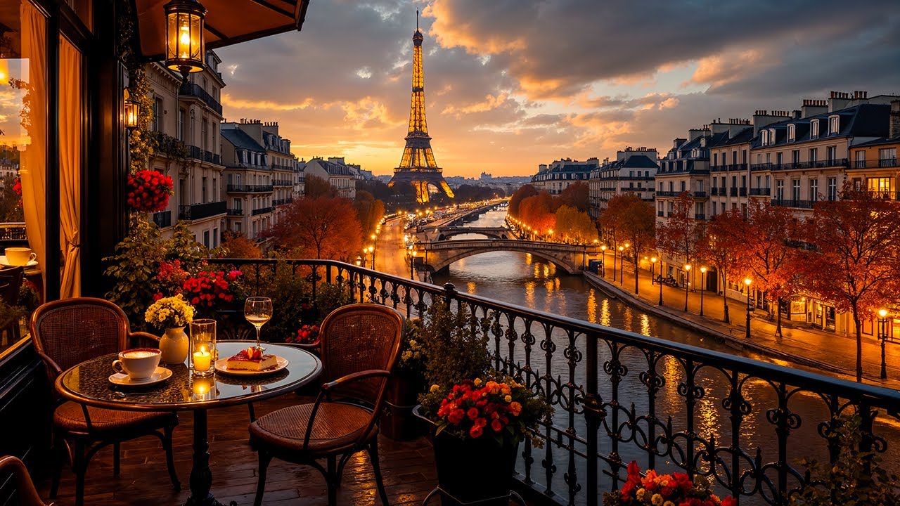 Paris Balcony Caf&eacute; Jazz Ambience 🍂 Autumn Evening Relaxing Jazz Music for Work, Study & Focus