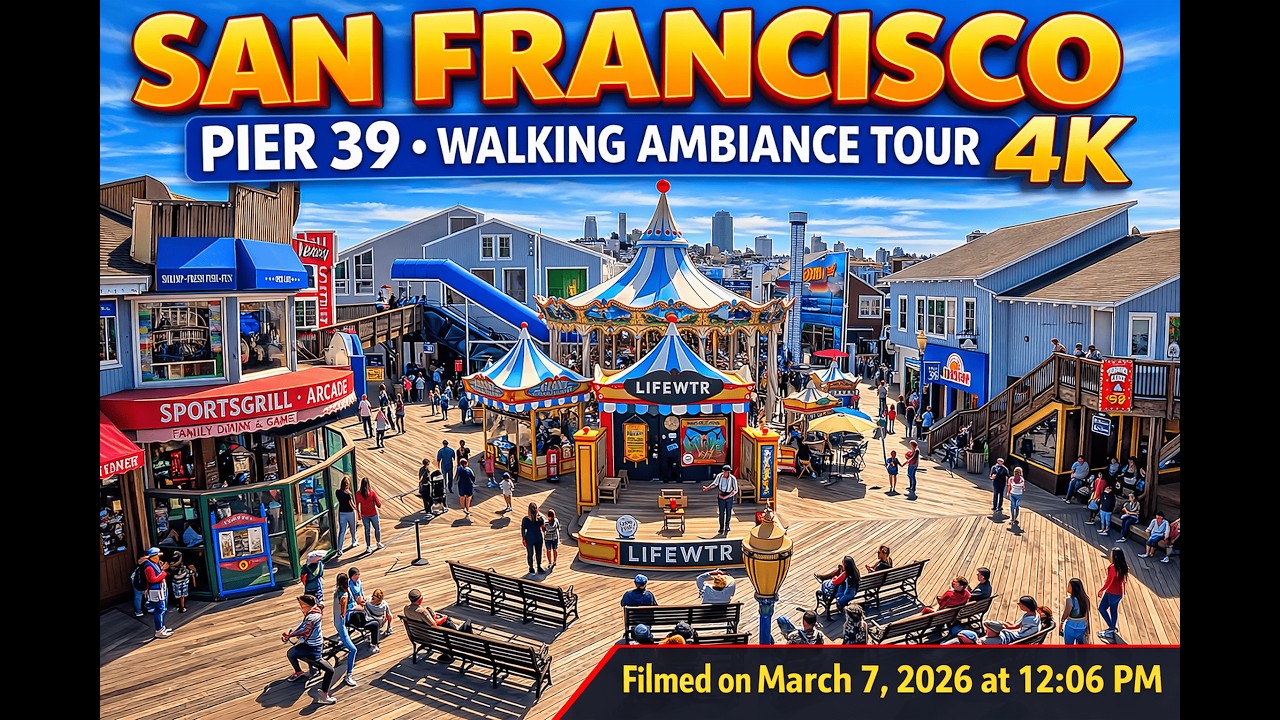 San Francisco - Pier 39 - Walking Ambiance Tour - 4K - Sunny Saturday Afternoon Walk