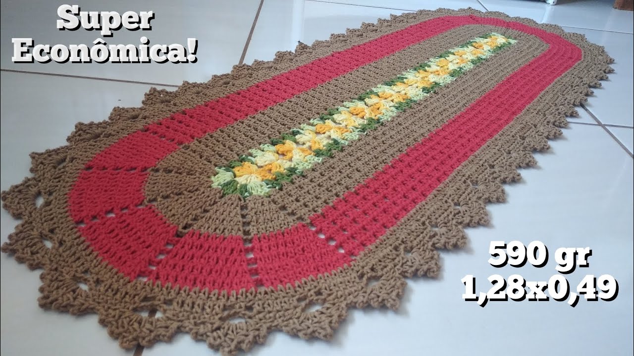 Passadeira em crochê estilo Mary com base de florzinha
