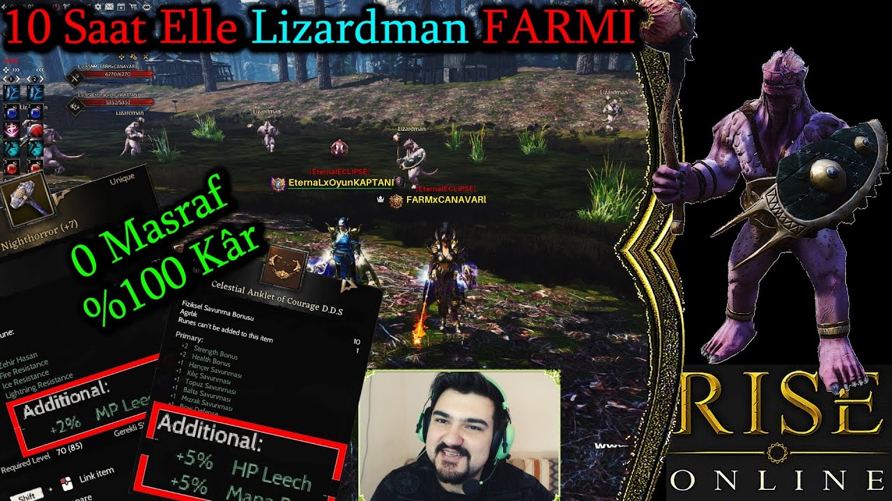 Rise Online Warrior 0 Masraf LİZARDMAN Farmı & Oyun KAPTANI 