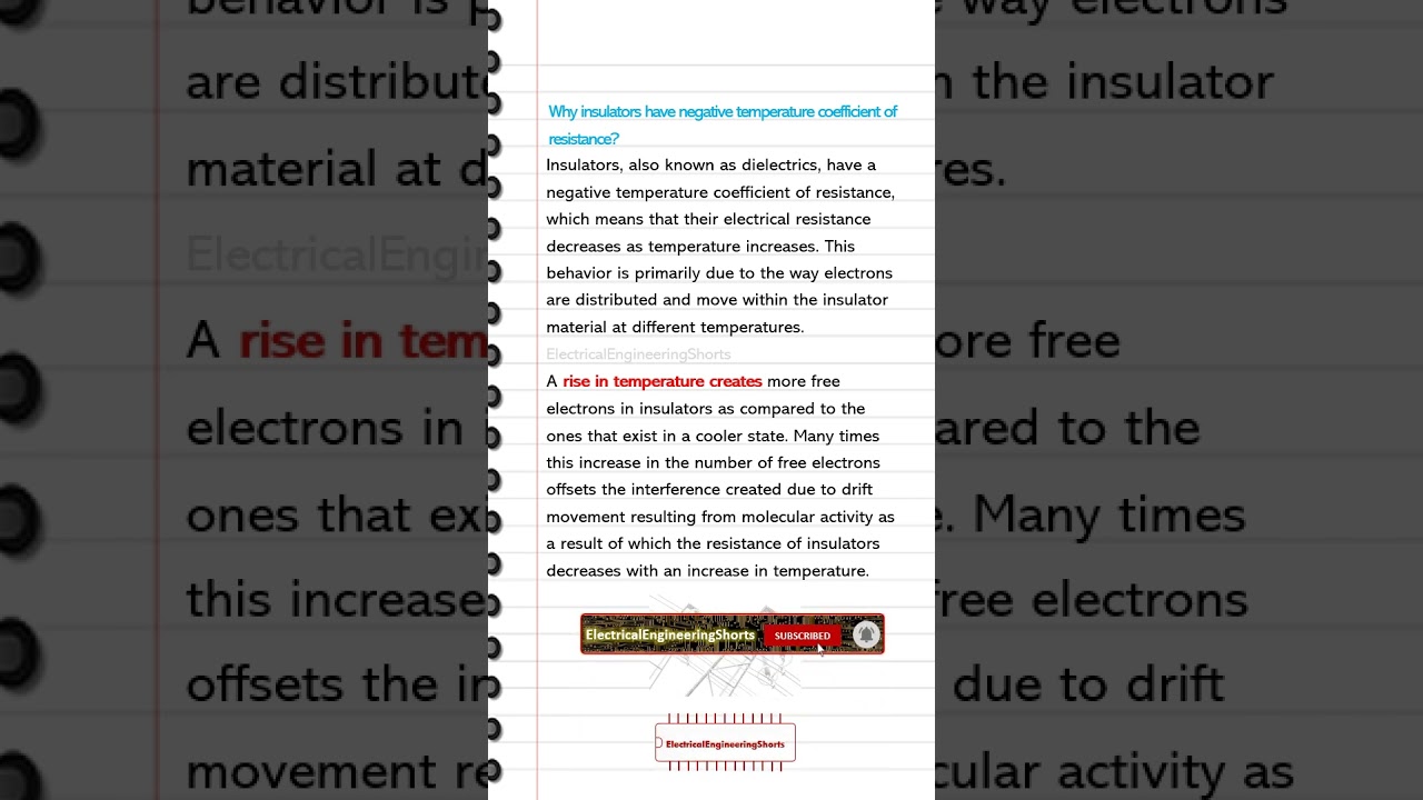 Why insulators have negative temperature coefficient of resistance #electricalengineeringshorts