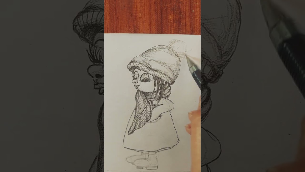  easy to draw Cozy Thoughts, Closed Eyes little girl 💜🧣🤗 #drawing #art #sketch #artshorts 