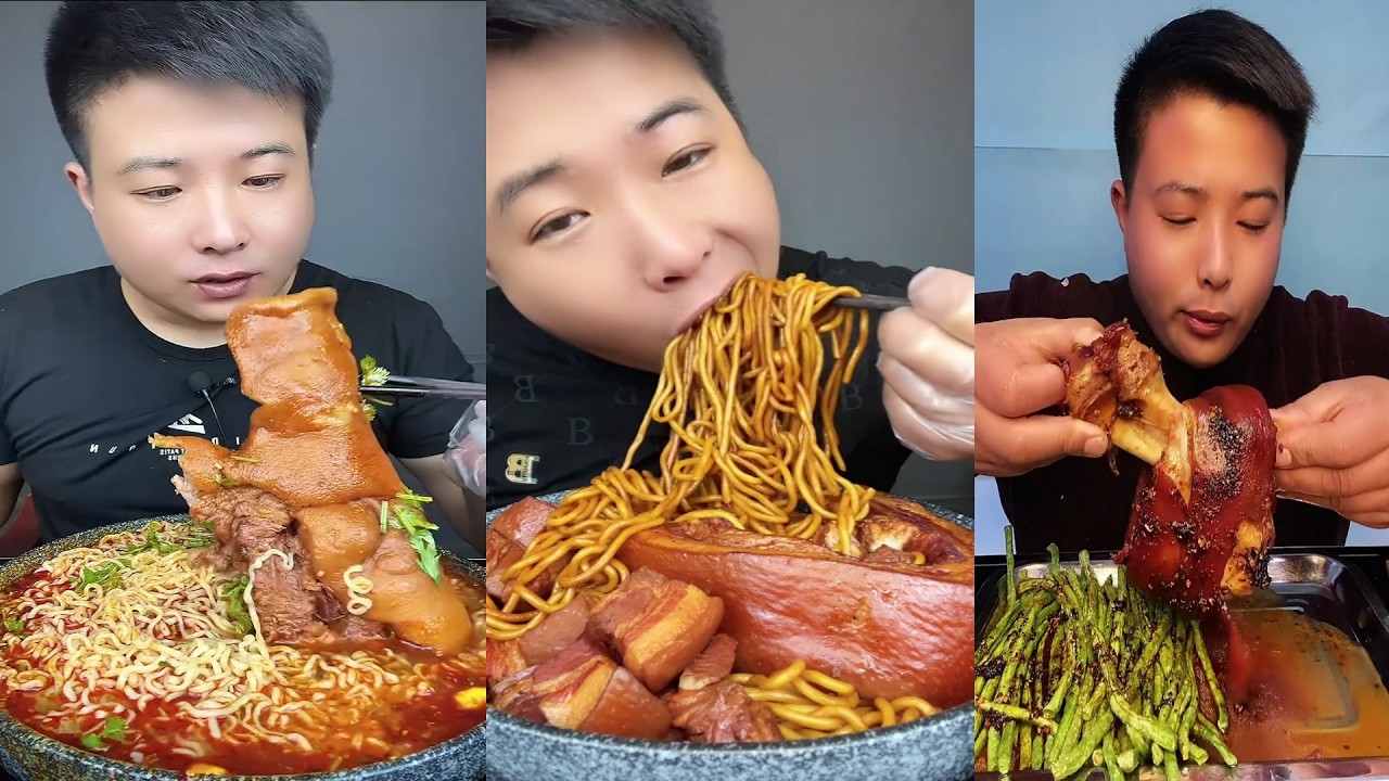 ASMR MUKBANG | SPICY BRAISED PORK BELLY |  EATING SHOW | EATING SHOW | Eat Beef Ribs #food #353