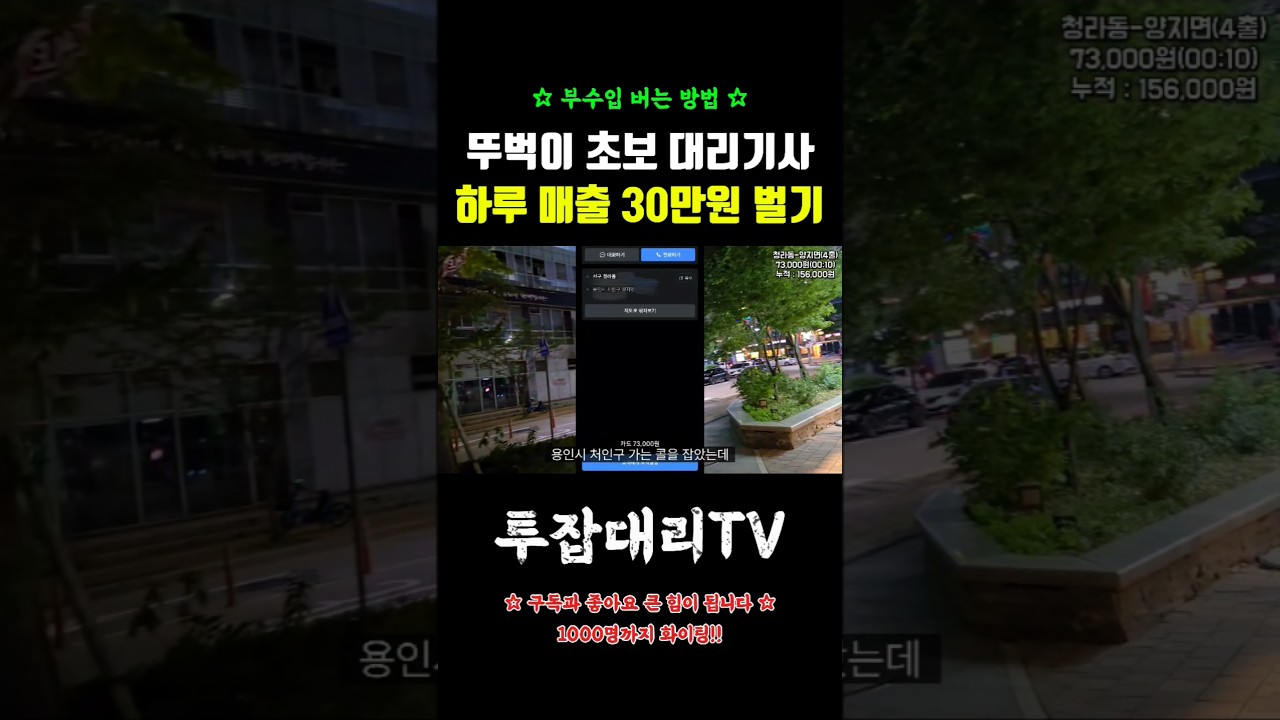 뚜벅이 초보 대리기사 하루 30만원 버는 방법 #대리운전#대리기사#카카오대리#티맵대리#대리운전하는법#대리운전노하우#대리운전꿀팁#대리기사수입#2인1조대리#투잡대리#투잡#부업#부수입