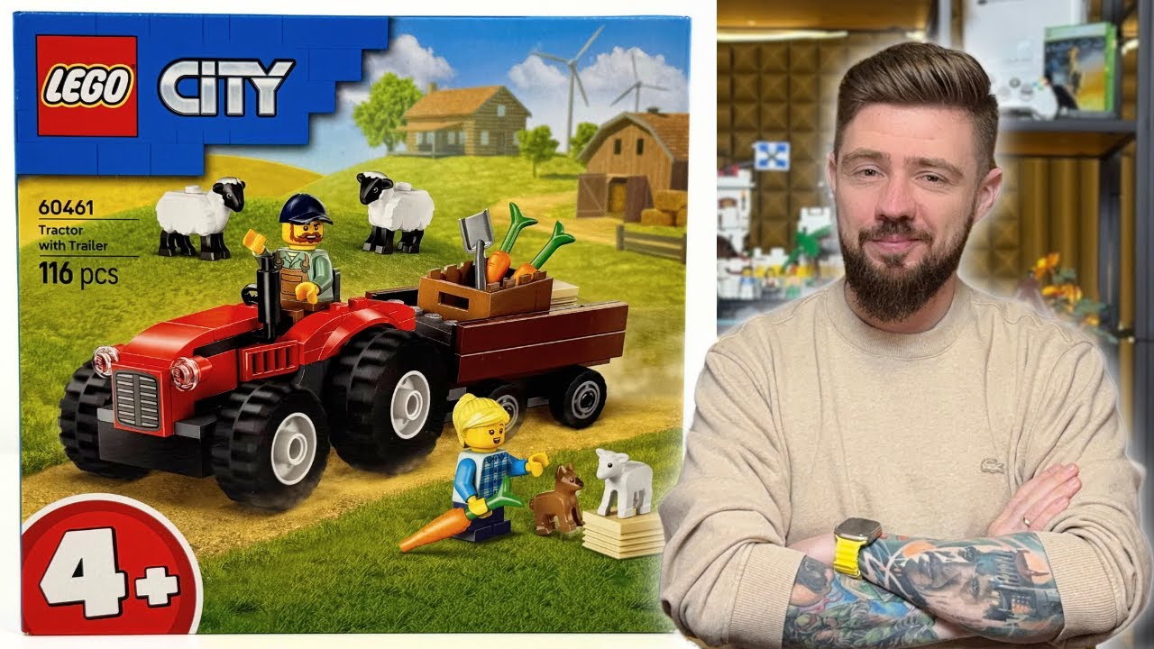 CZERWONY TRAKTOR Z PRZYCZEPĄ I OWCĄ 🐑 LEGO CITY 60461 RECENZJA