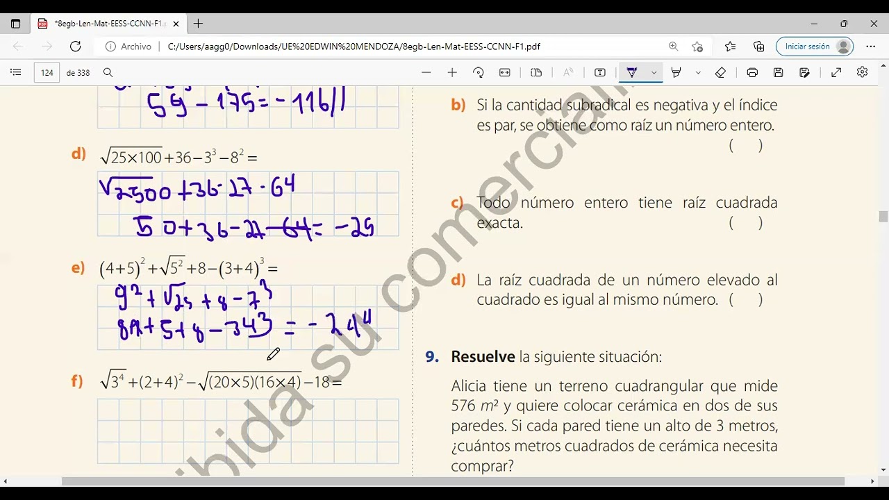RADICACIÓN DE NÚMEROS ENTEROS PÁG  57