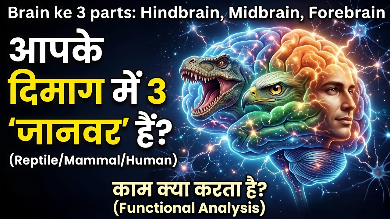आपके दिमाग में 3 अलग-अलग ‘जानवर’ क्यों हैं? 🤯 | Hindbrain, Midbrain & Forebrain