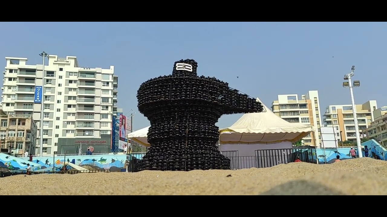 Maha #Shivlingam made with 1 Crore Shivlinga’s at RK Beach in #Vizag.