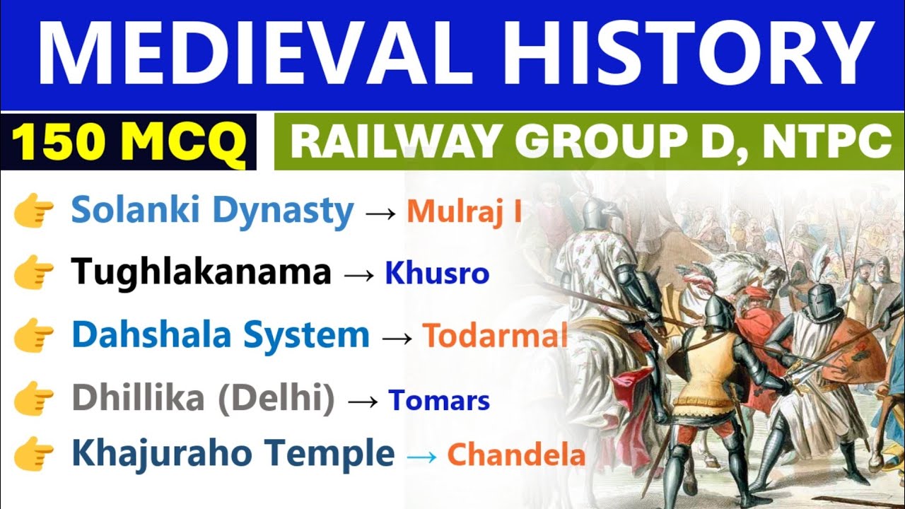 Medieval History Top 150 MCQs | Railway Group D & NTPC Special | 100% Exam Target |