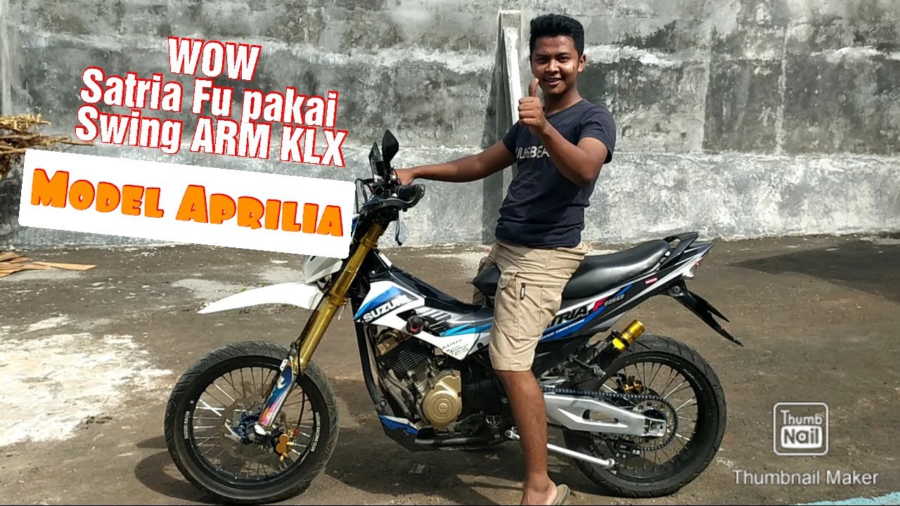 Satria fu pakai Fork KLX model Aprilia #satriafumodifikasi #satriasupermoto