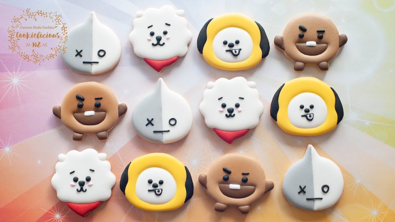 How to make BTS Cookies PART 1 ~  RJ, Chimmy, Van & Shooky BTS Characters