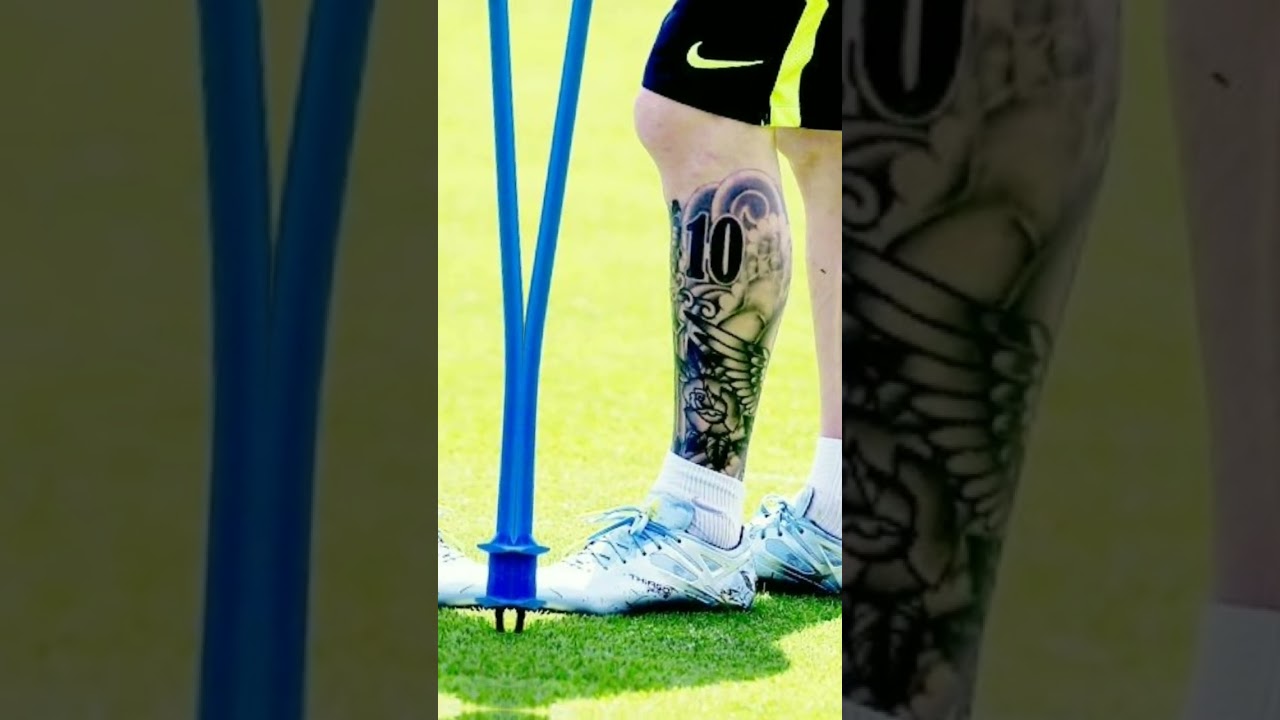 Messi's Left foot's tattoo transformation. #leftfoot#messi