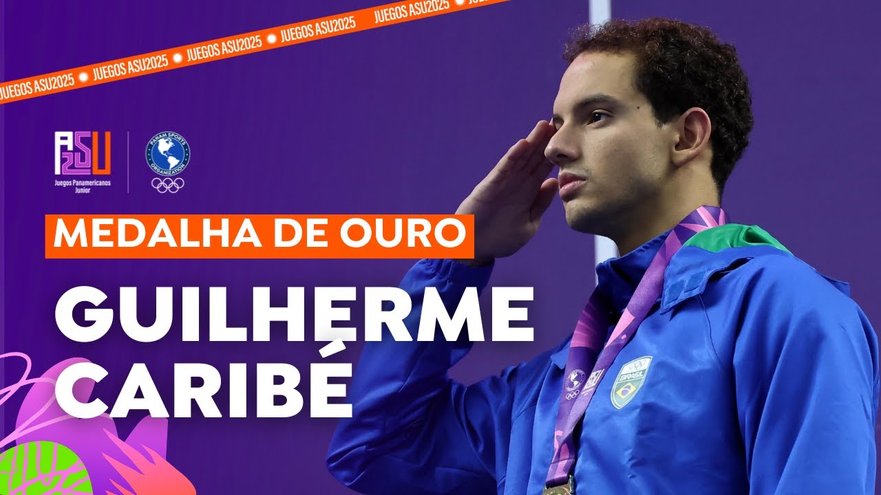Guilherme Caribe rompe récord y gana el oro en la final de natación de los 100m libres  en Asu2025