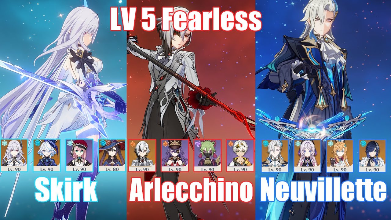 Stygian Onslaught Lv 5 Fearless | C0 Skirk C0 Arlecchino C1 Neuvillette | Luna II | Genshin Impact