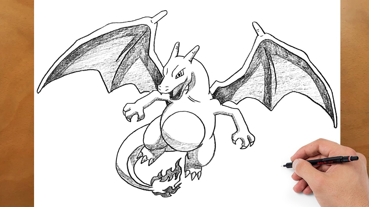 Charizard Pencil Drawing Process | Powerful Anime Style