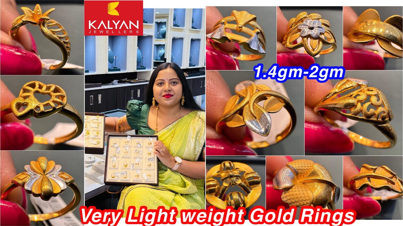 1.4gm -2gm😳Light weight 22kt gold ring collections from Kalyan jewellers,Ranchi | Daily wear rings💍