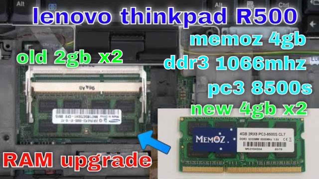 how to upgrade lenovo thinkpad R500 laptop ram 4GB to 8GB MemOz 1066mhz ddr3 pc3 8500s