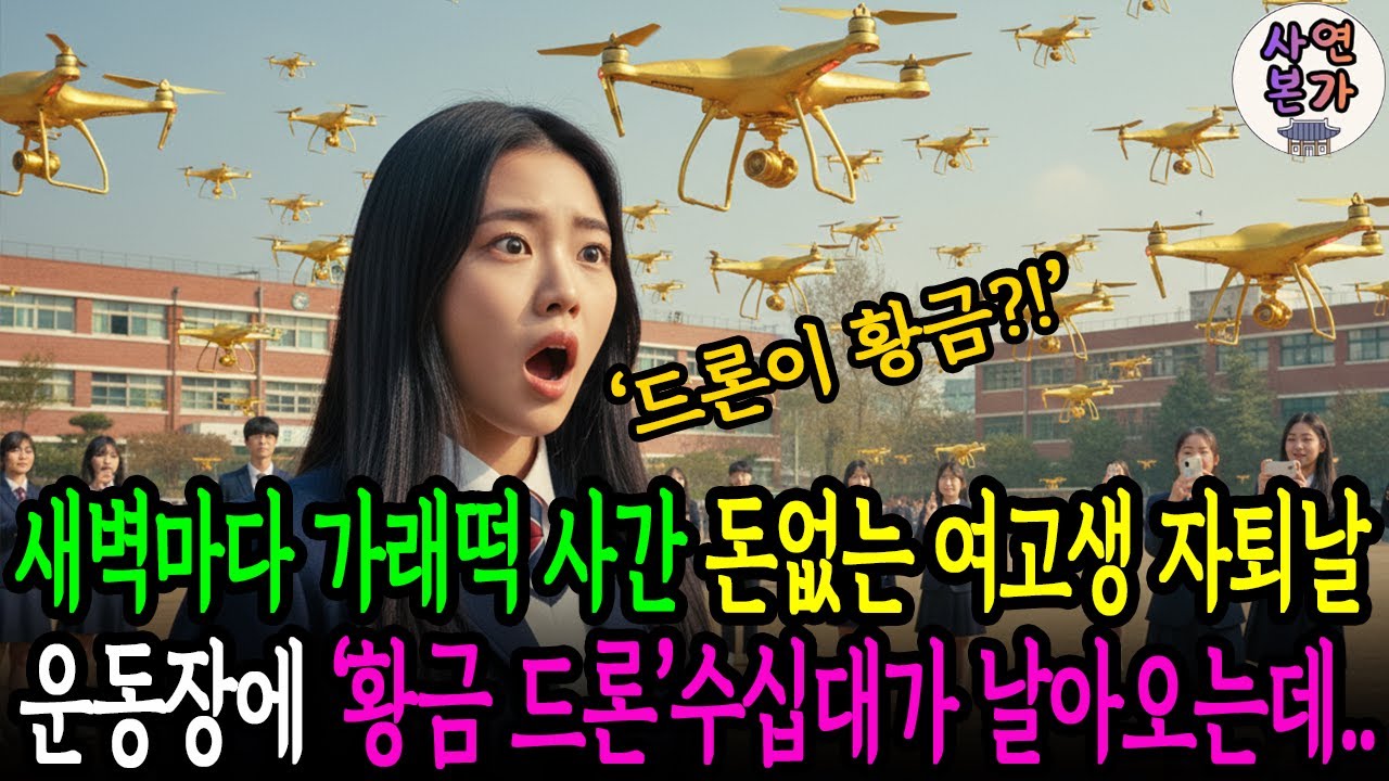 새벽마다 가래떡 사간 돈없는 여교생 앞에 나타난 ‘황금빛드론‘수십대의 정체는?!