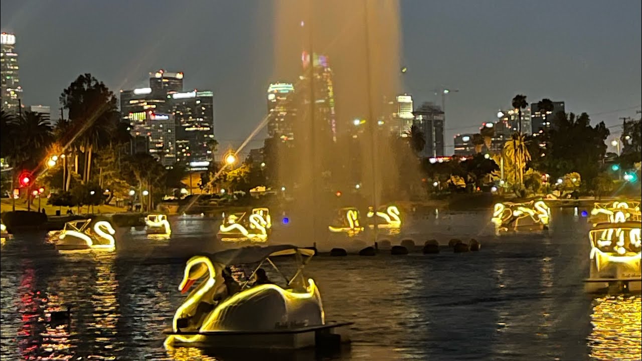Walking Echo Park Lake at night. A great view. A serene walk.