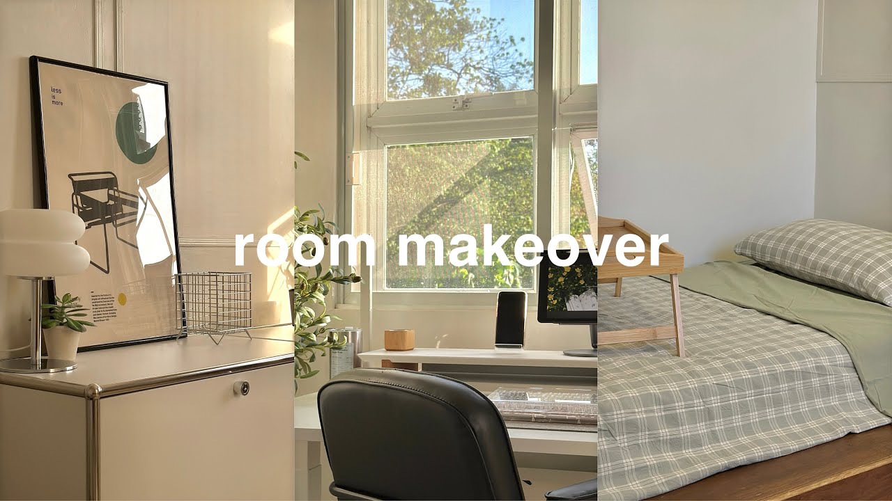 aesthetic room makeover 🍀 desk setup + organization | cozy, minimalist & pinterest inspired 💚
