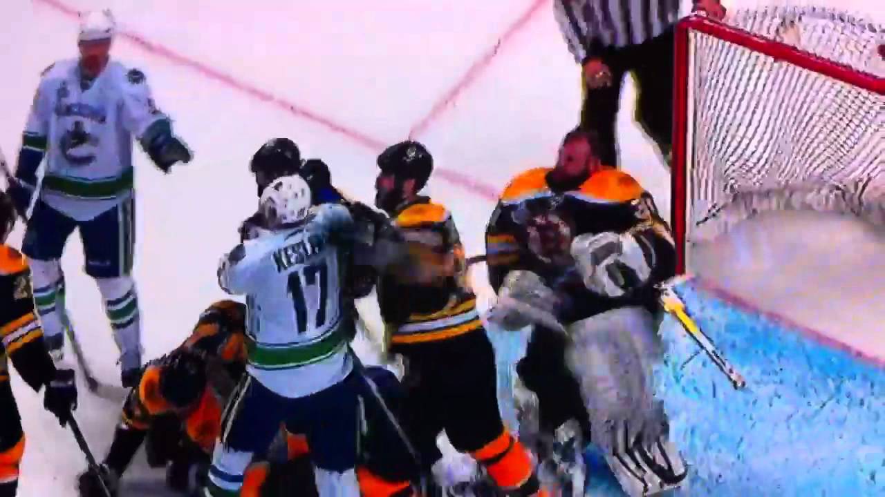 CANUCKS: Burrows Fights Tim Thomas Game 4 June 8 2011