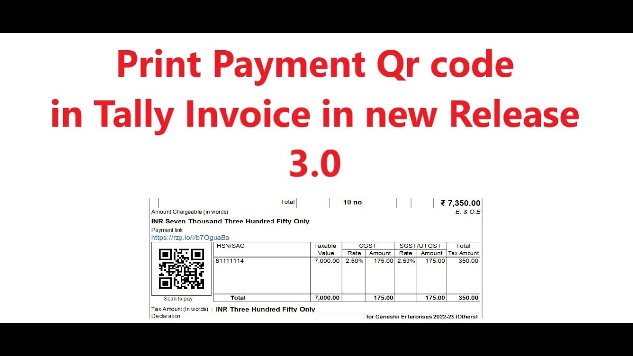 Print Payment Qr code in Tally Invoice in new Release 3.0