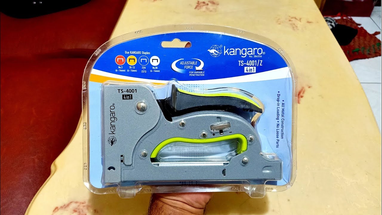 REVIEW STAPLES TEMBAK KANGARO TS 4001 FUNGSI 4 IN 1 STAPLER REKOMENDASI UNTUK GANTI KULIT JOK MOTOR