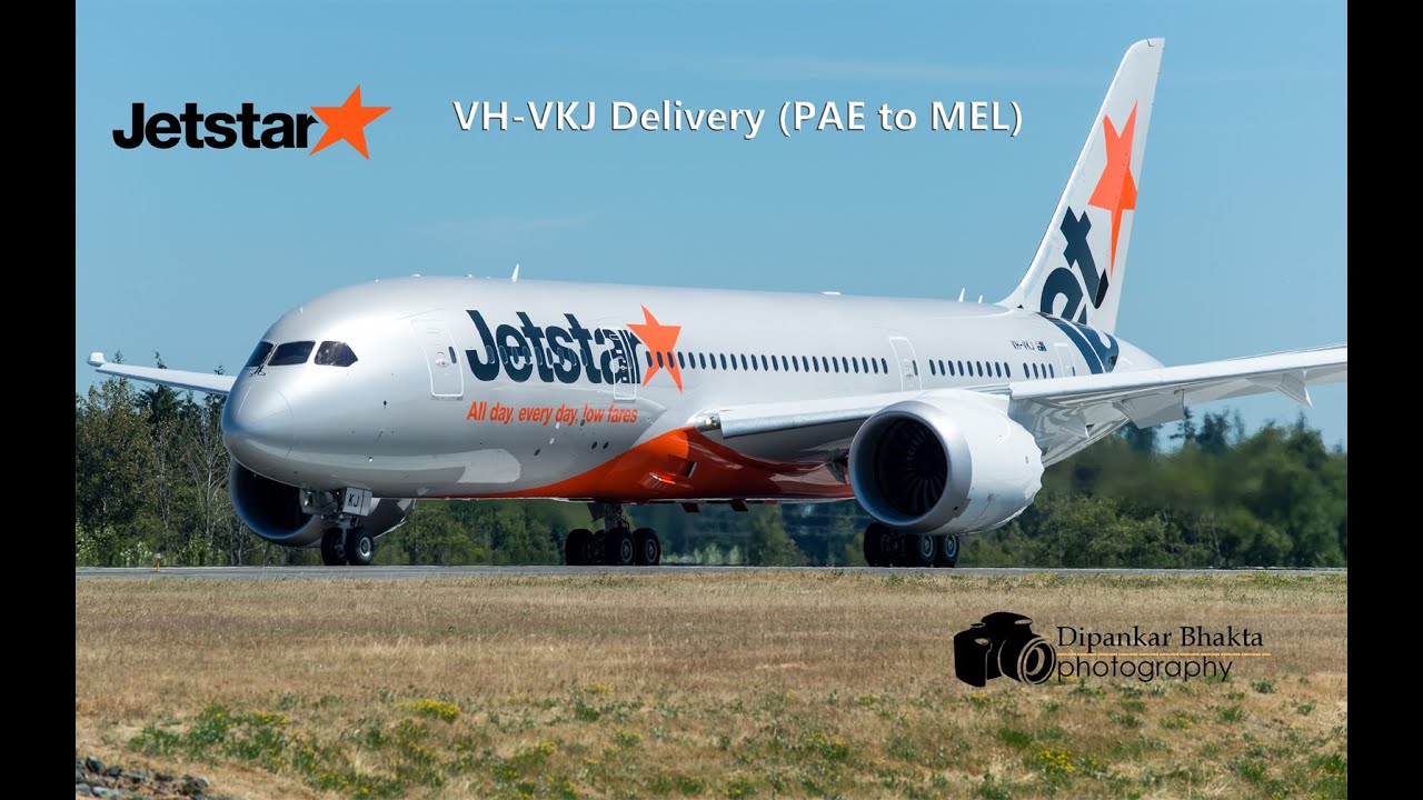 Latest Jetstar Airways Boeing 787-8 Dreamliner ( VH-VKJ) delivery flight from PAE to Melbourne MEL