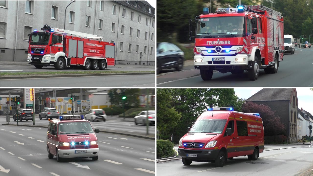 [LAGERHALLE & SCHROTTPLATZ IN FLAMMEN🔥!]  》Einsatzfahrten Berufs & Freiwilliger Feuerwehr in Essen🚒