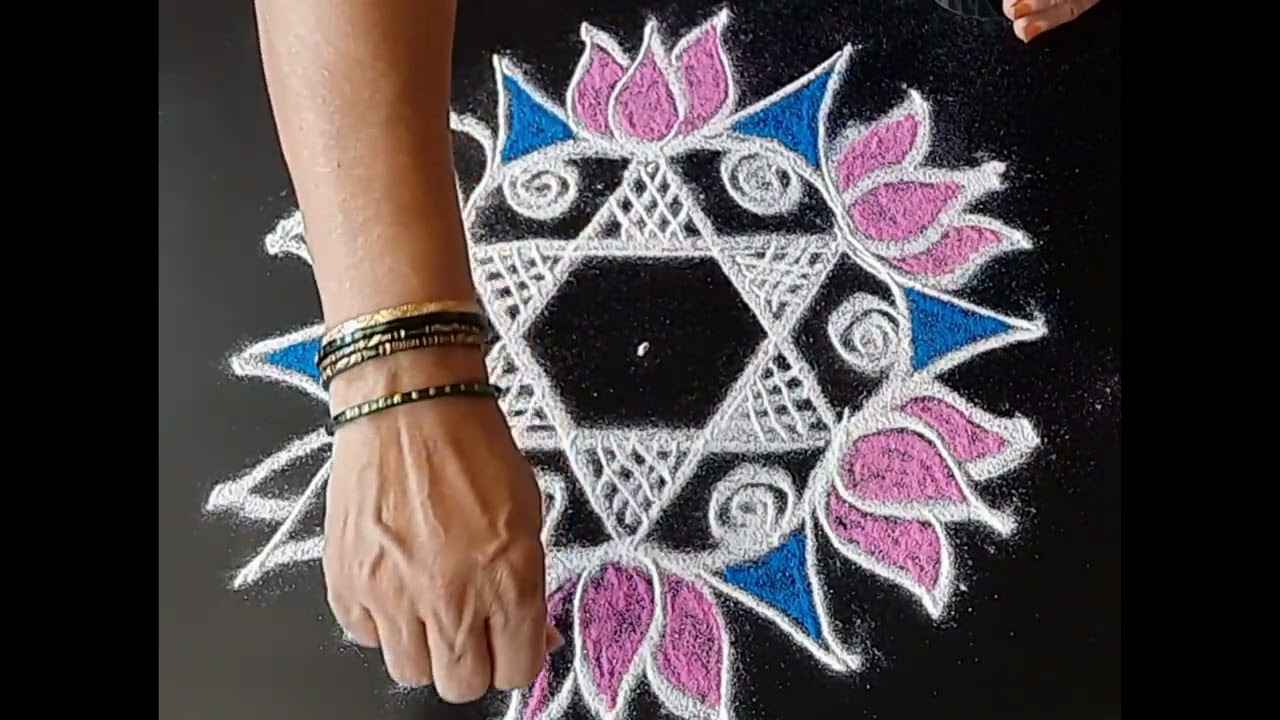5-3 interlace dots beautiful flower rangoli