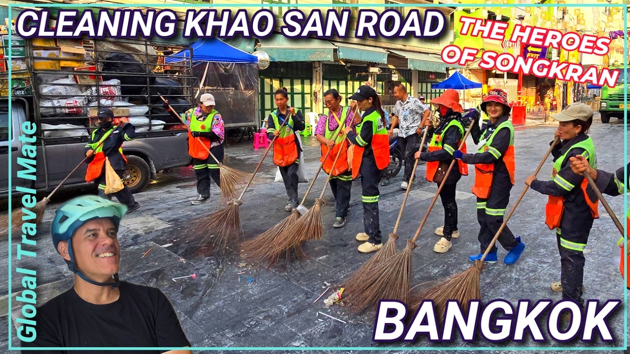 Сонгкран 2026, уборка улицы Кхао Сан, Бангкокский водный фестиваль 🇹🇭 Таиланд