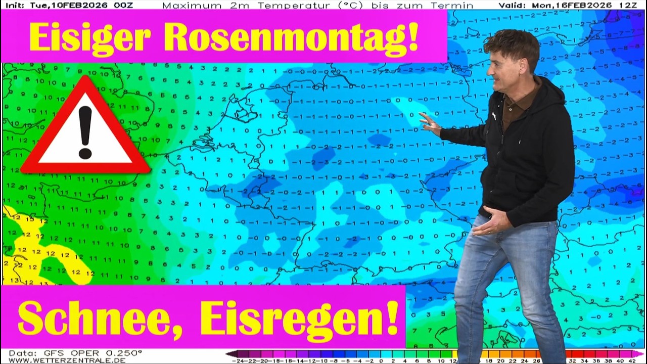 Schneefront am Rosenmontag! Schon ab Samstag Glätte, Eisregen, Schneefälle! Das wird chaotisch!