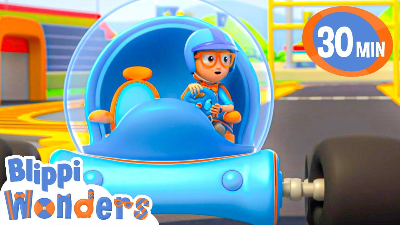 Fast Cars with Blippi 🏁🚗 | Blippi Wonders | Cars, Trucks & Vehicles Cartoon | Moonbug Kids