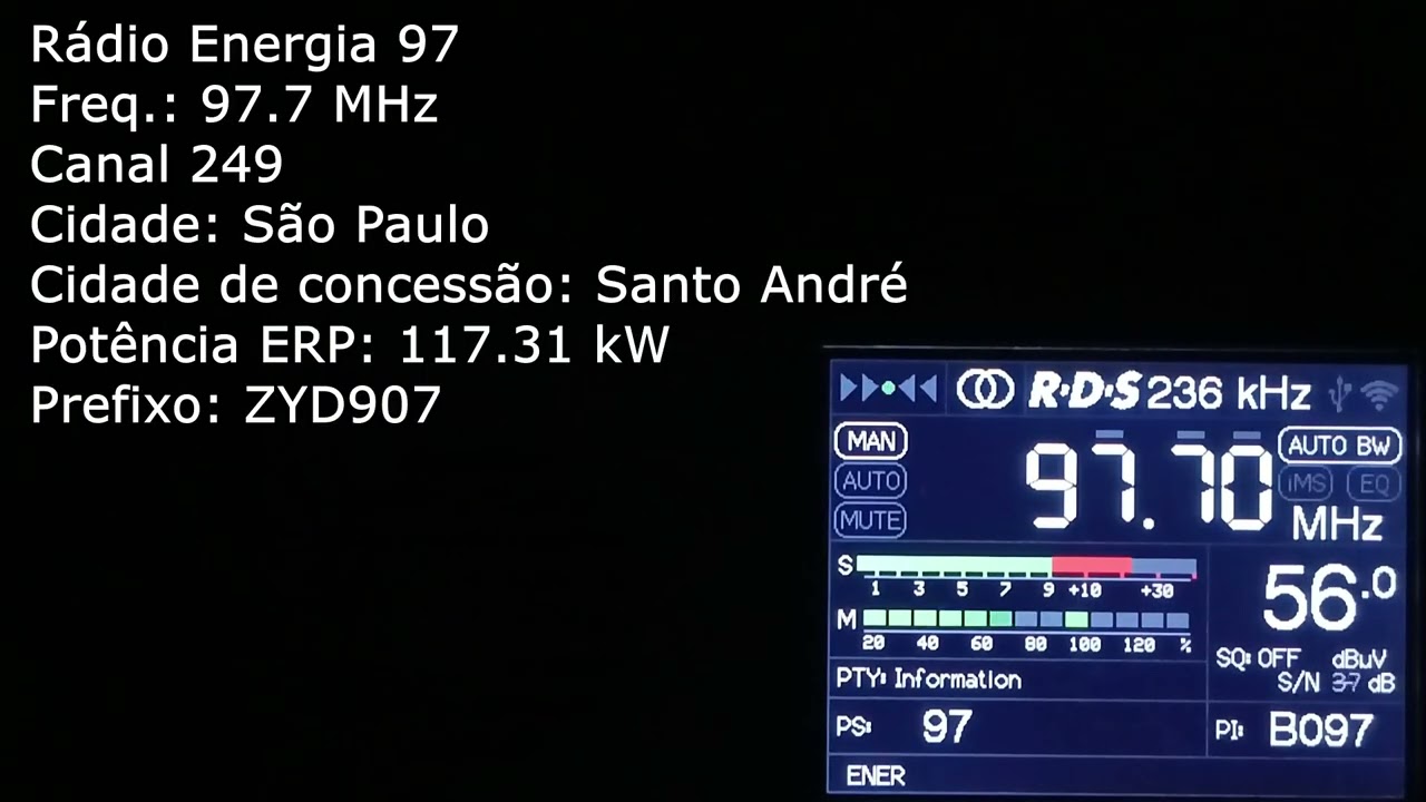 Rádios FM captadas na cidade de São Paulo em setembro de 2025, bandscan com o TEF6686