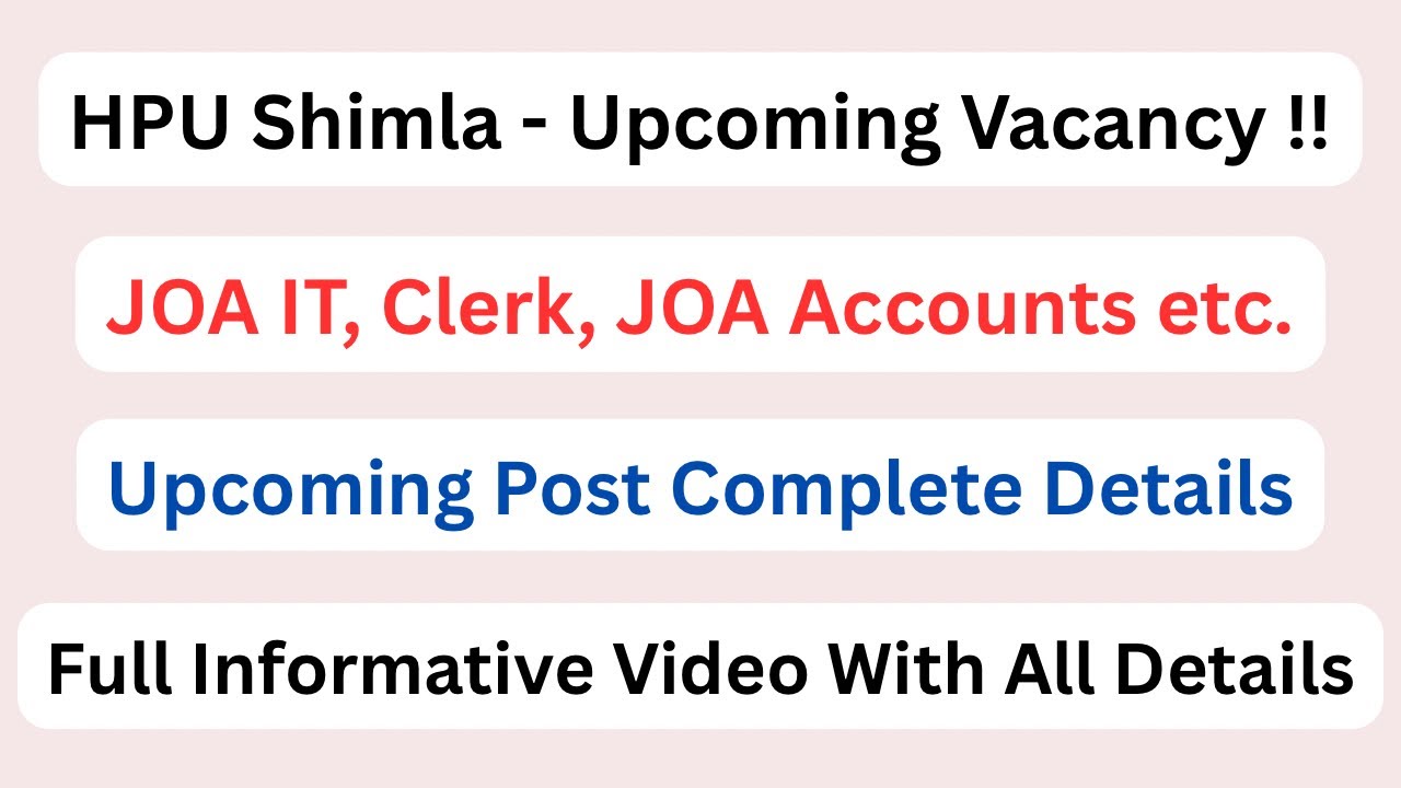 HPU Shimla Upcoming Non Teaching Staff Vacancy || Let&rsquo;s Study ||