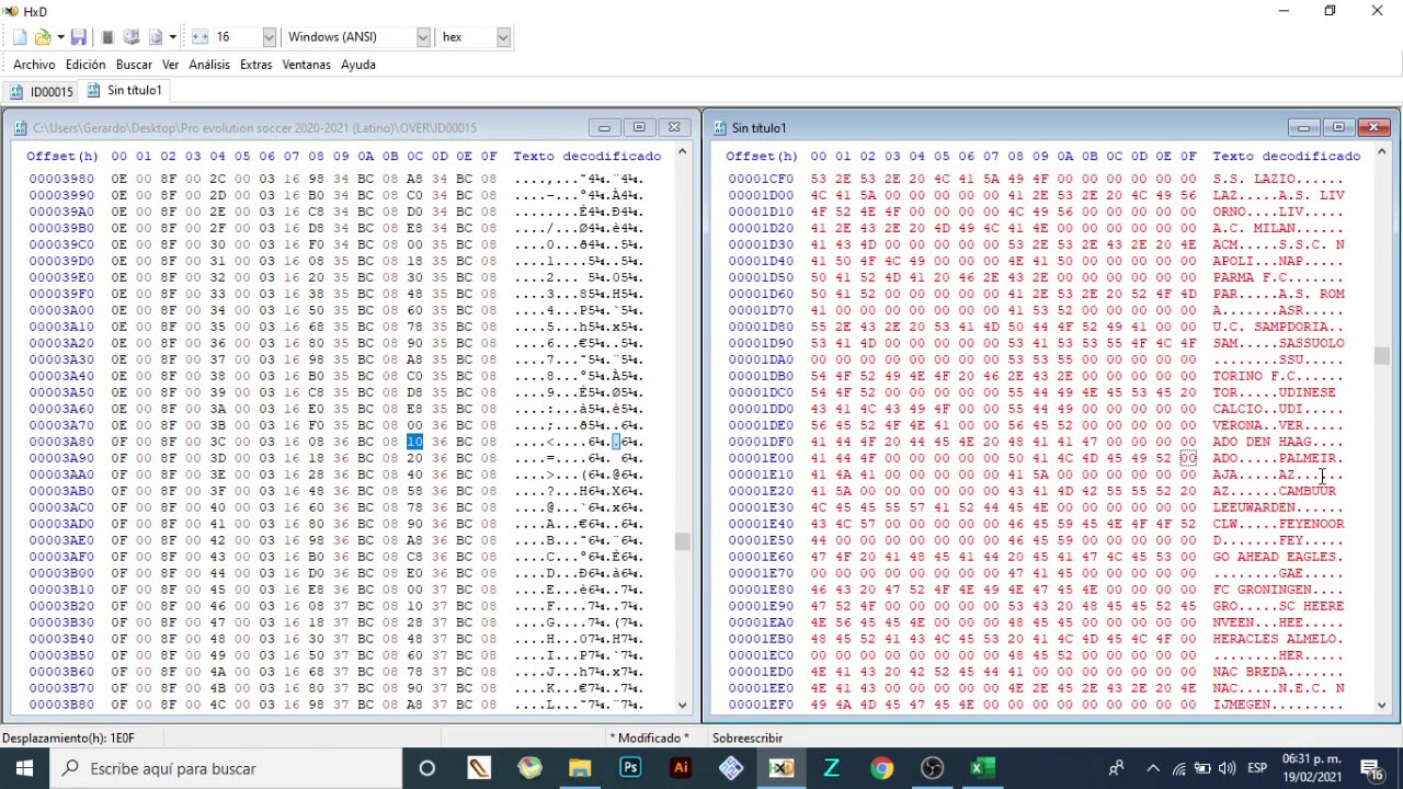 AMPLIAR LA LONGITUD DE LOS NOMBRES DE LOS EQUIPOS DE  PES 2014 PSP MEDIANTE HEXA EDICION