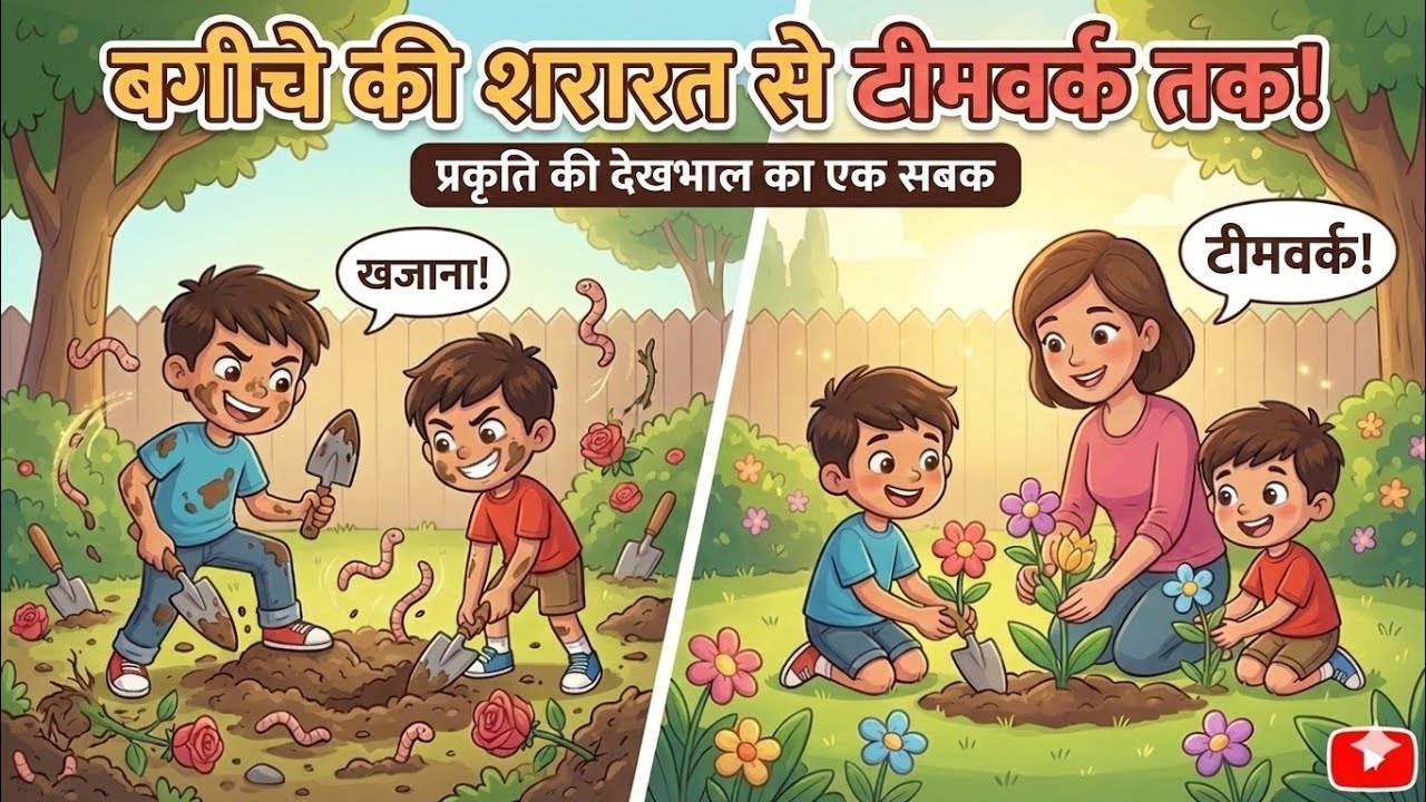 रोहन और मिकु की बगीचे वाली शरारत | Funny Moral Story | Hindi Cartoon Kahani
