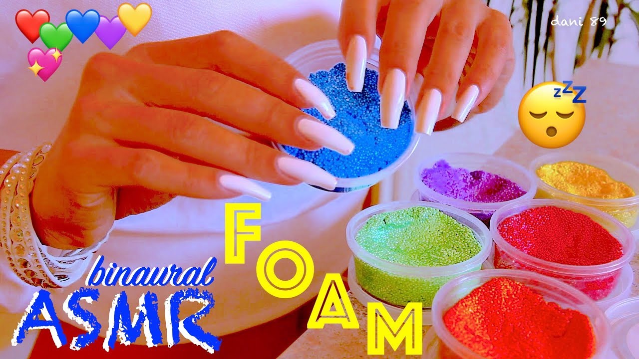😴 ASMR ☼ Play FOAM CLAY Squishing & Sticky sounds! ☼ Binaural Tingles for relaxation! 💛💚💙💜❤️