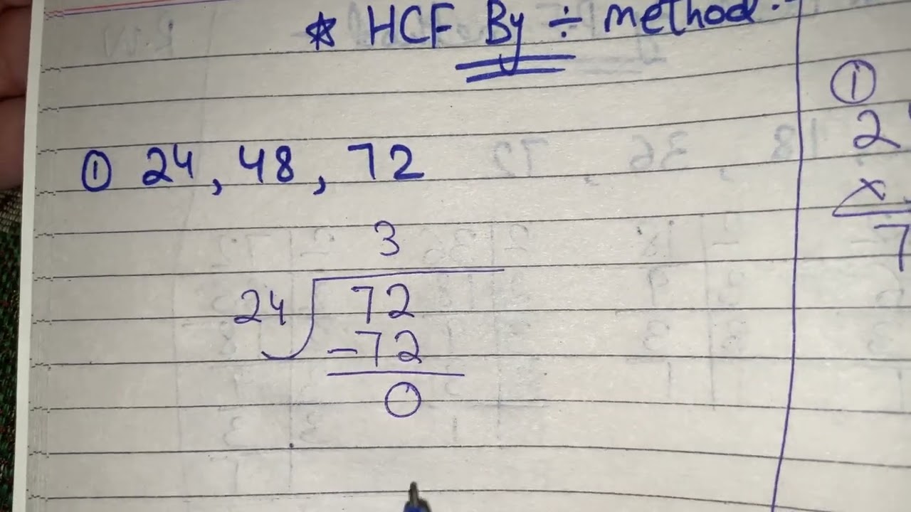 HCF of 24, 48, 72 by Division ➗ Method