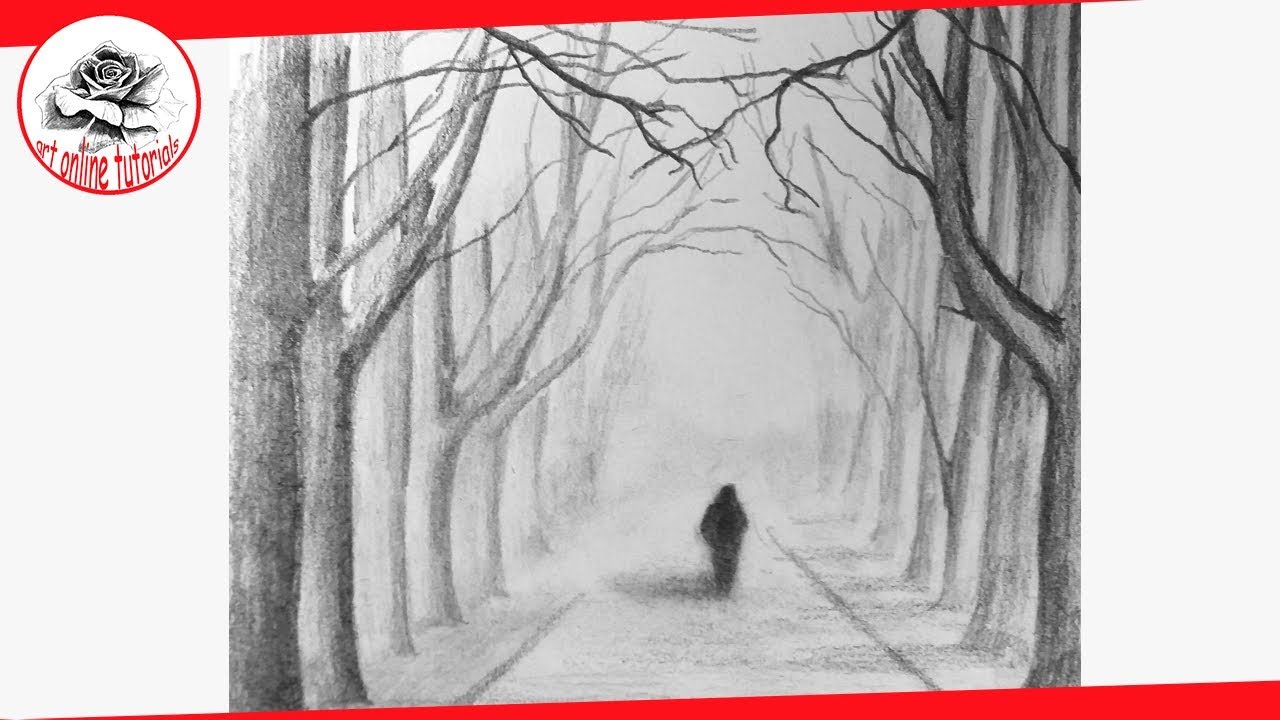 How to Draw a Trees Park with Pencil for Beginners Step by Step Very Easy