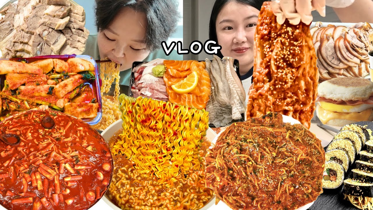 매운 실비김치에 수육은 못참지 인생 김치 찾음🥬| 맥모닝 해장은 총각김치 열라면 | 가성비 갑 시장 족발 야식 김밥 | 우리 할머니 90번째 생신🥳 모둠회 아구찜 먹방 브이로그