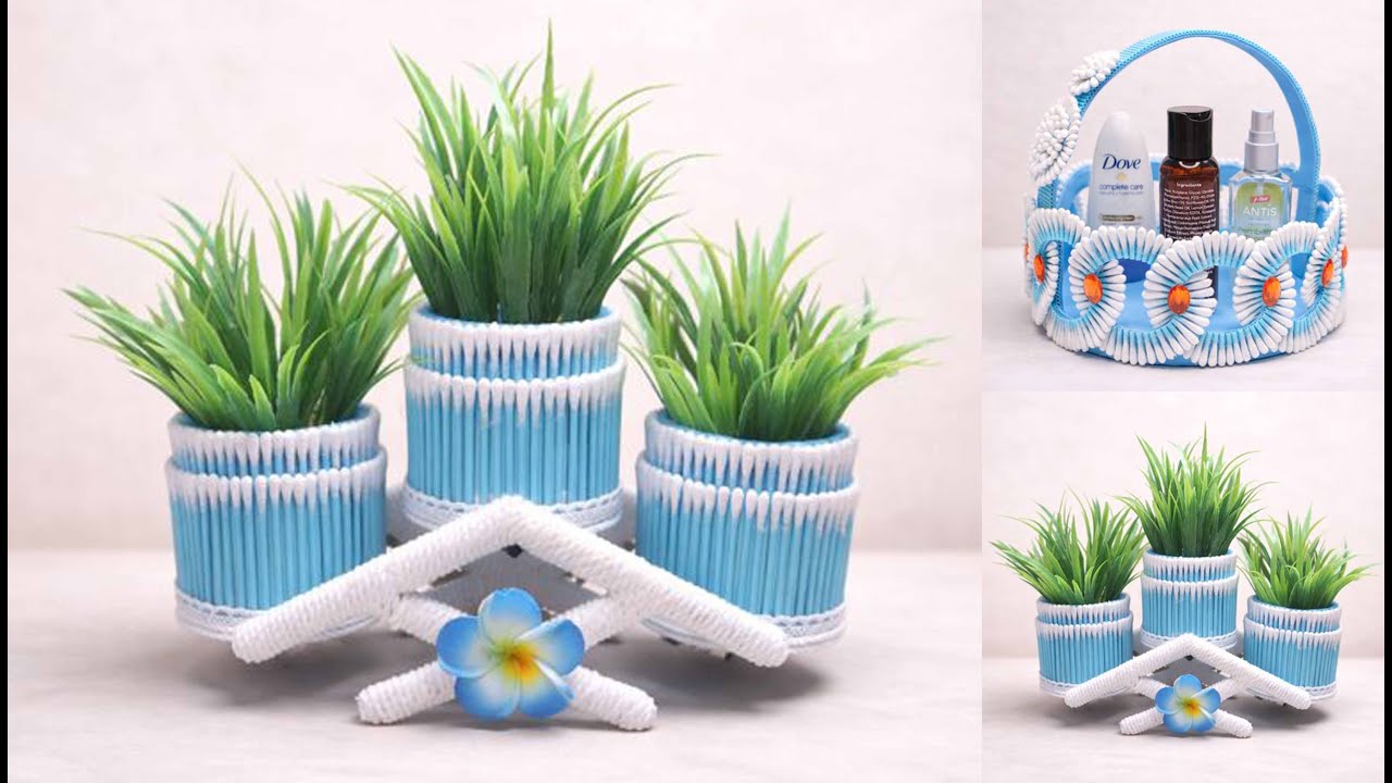 2 Ide Kreatif dari Cotton Buds ! DIY Cotton buds craft ideas | Home decor
