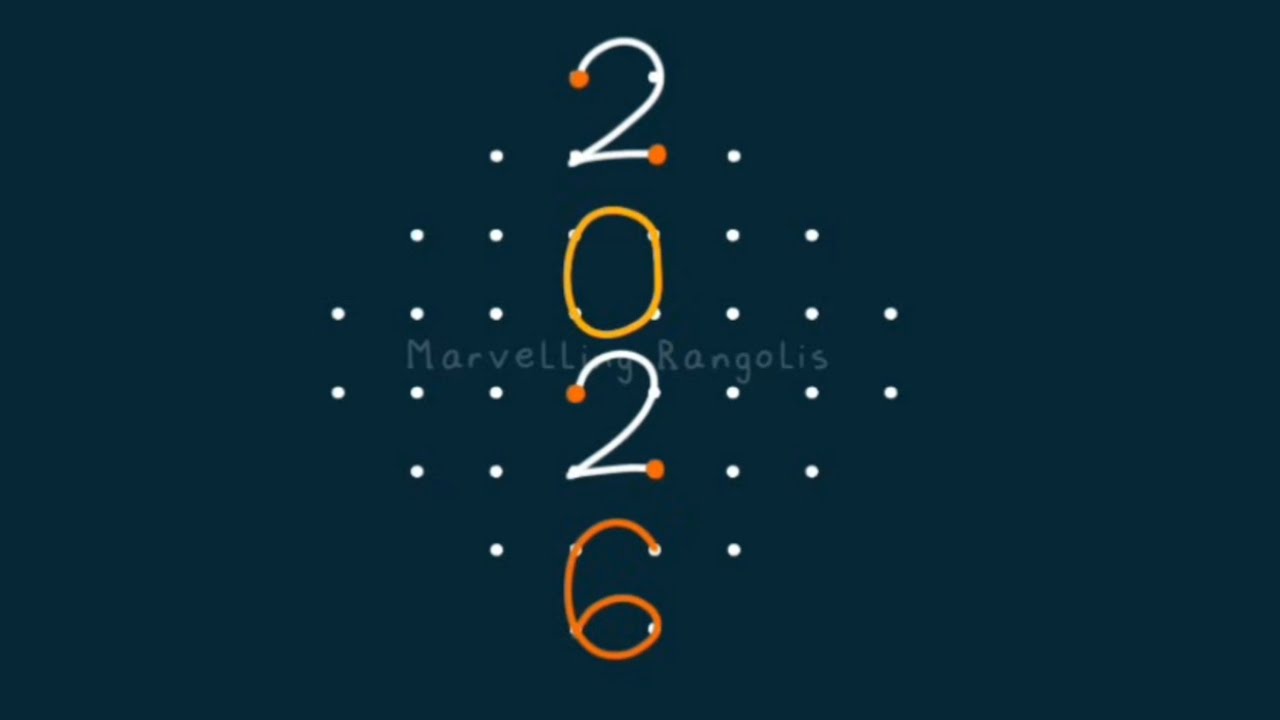 new year 2026 rangoli 8x2 dots new year chukkala muggu