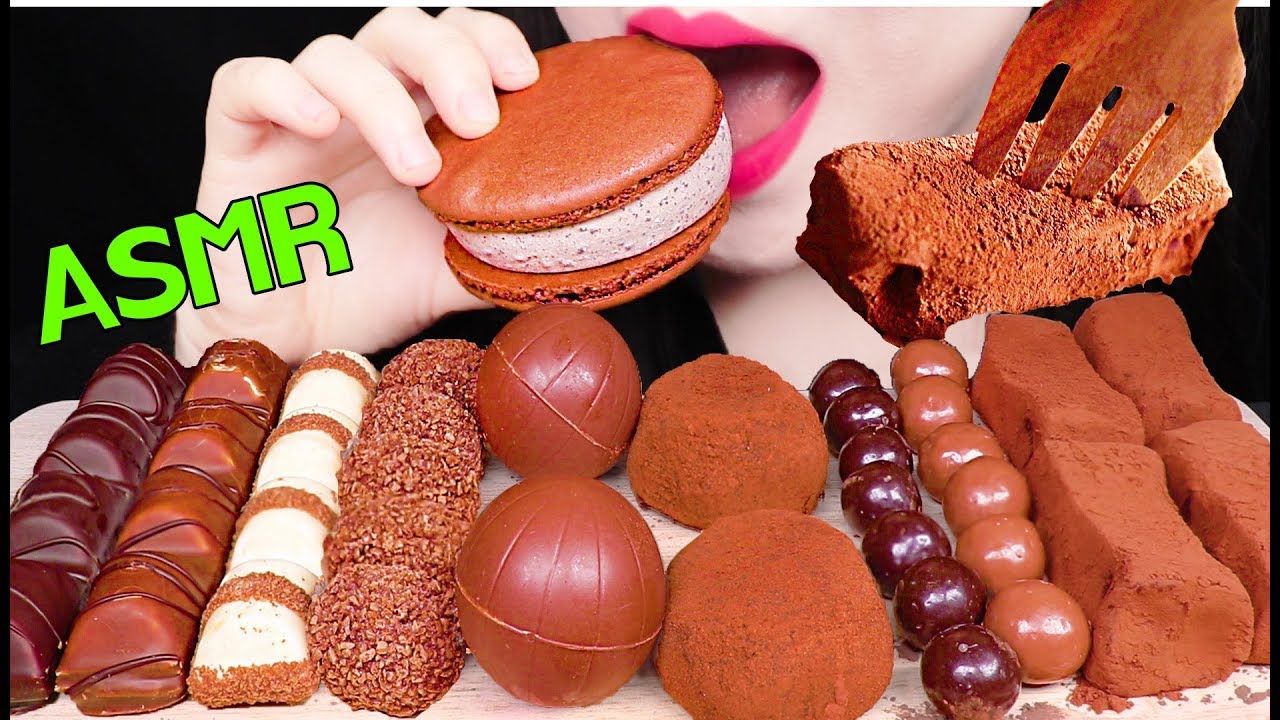 ASMR PAVE CHOCOLATE, CHOCOLATE RICE CAKE, MACARON ICE CREAM 파베 초콜릿, 초코 찰떡, 마카롱 먹방 EATING SOUNDS