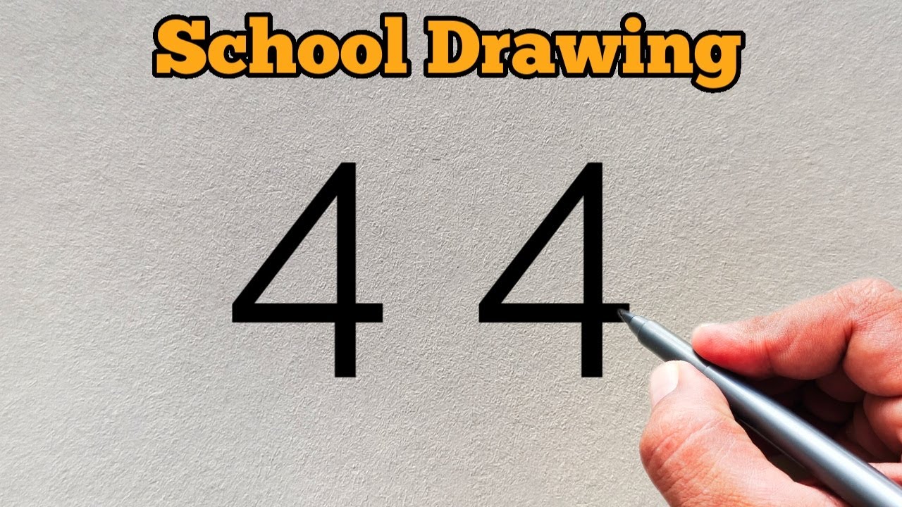 How to draw school from number 44 | Easy school Drawing for beginners...number drawing