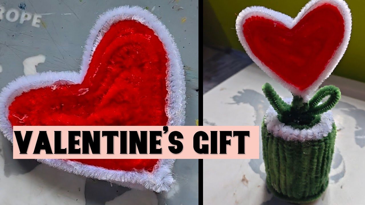 VALENTINE'S DAY GIFT DIY II HEART SHAPE ❤️ BEAUTIFUL PIPE CLEANER DECOR CRAFT II @pinkgallery6613 