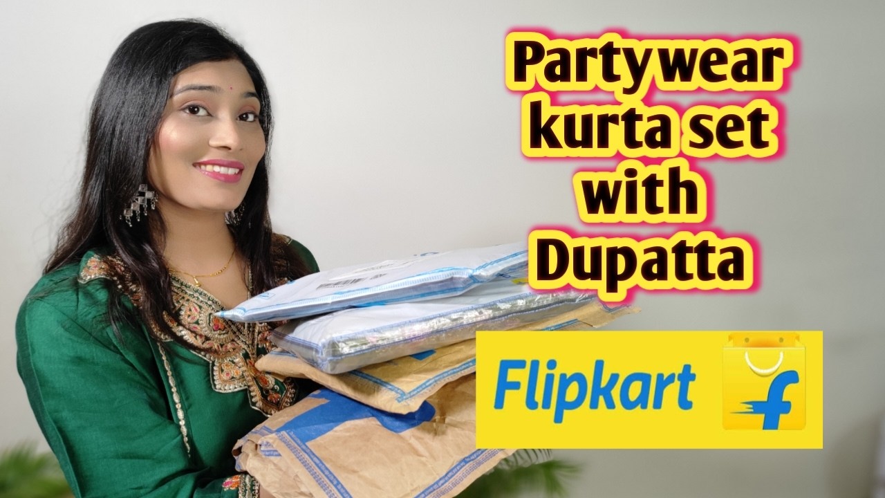 FLIPKART PARTYWEAR KURTA SET WITH DUPATTA HAUL 💙 Flipkart kurti set for women💙 kurti haul #flipkart
